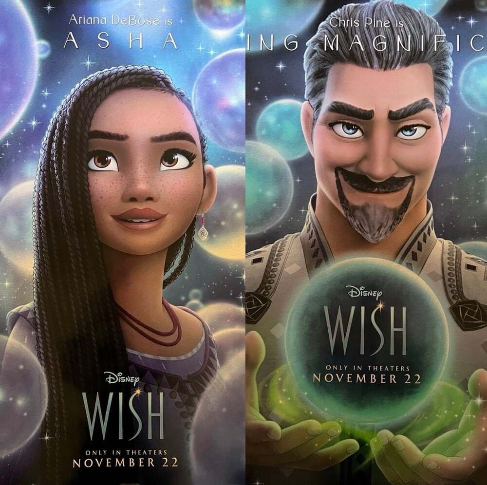 Disney Wish Movie Poster Set of 2 Asha and King Magnifico Original 2023